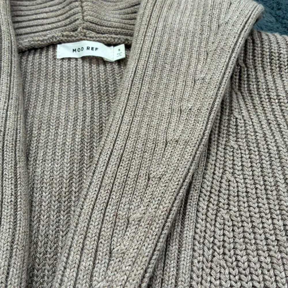 Mod Ref Quality Chunky Cropped Shrug Sweater Open Cardigan Neutral Basic Sz S